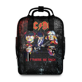 Женский рюкзак 3D с принтом AC/DC в городе Новоалтайск, 100% полиэстер | лямки с регулируемой длиной, сверху ручки, чтобы рюкзак нести как сумку. Основное отделение закрывается на молнию, как и внешний карман. Внутри два дополнительных кармана, один из которых закрывается на молнию. По бокам два дополнительных кармашка, куда поместится маленькая бутылочка
 | Тематика изображения на принте: австралийская | ангус янг | блюз | группа | малькольм янг | рок | рок н ролл | стиви янг | хард
