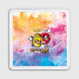 Магнит 55*55 с принтом m&m`s в городе Новоалтайск, Пластик | Размер: 65*65 мм; Размер печати: 55*55 мм | mms | конфеты | краски | нож | психоделика | скейтер | трэш | эмэмдэмс