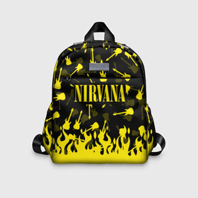 Детский рюкзак 3D с принтом NIRVANA в городе Новоалтайск, 100% полиэстер | лямки с регулируемой длиной, сверху петелька, чтобы рюкзак можно было повесить на вешалку. Основное отделение закрывается на молнию, как и внешний карман. Внутри дополнительный карман. По бокам два дополнительных кармашка | Тематика изображения на принте: like nirvana | nirvana | nirvana smells | nirvana spirit | nirvana teen | teen spirit | курт кобейн | нирвана | нирвана like. | нирвана smells