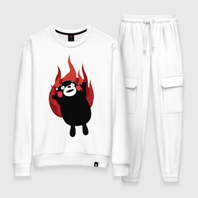 Женский костюм хлопок с принтом Kumamon в городе Новоалтайск, 100% хлопок | на свитшоте круглая горловина, мягкая резинка по низу. Брюки заужены к низу, на них два вида карманов: два 