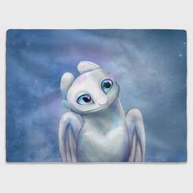 Плед 3D с принтом дневная фурия в городе Новоалтайск, 100% полиэстер | закругленные углы, все края обработаны. Ткань не мнется и не растягивается | how to train your dragon | light fury | беззубик | дракон | как приручить дракона | ночная фурия