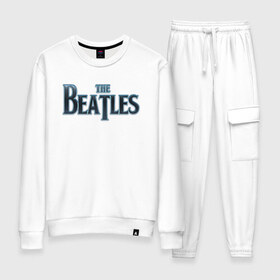 Женский костюм хлопок с принтом The Beatles в городе Новоалтайск, 100% хлопок | на свитшоте круглая горловина, мягкая резинка по низу. Брюки заужены к низу, на них два вида карманов: два 