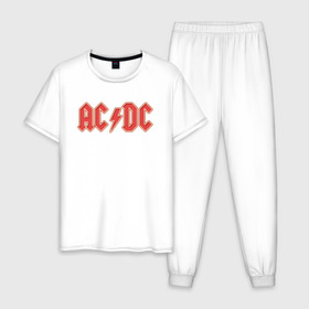 Мужская пижама хлопок с принтом AC/DC в городе Новоалтайск, 100% хлопок | брюки и футболка прямого кроя, без карманов, на брюках мягкая резинка на поясе и по низу штанин
 | австралийская | ангус янг | блюз | группа | малькольм янг | рок | рок н ролл | стиви янг | хард