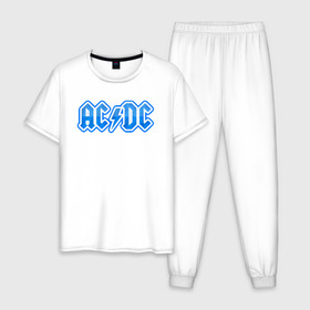 Мужская пижама хлопок с принтом AC/DC в городе Новоалтайск, 100% хлопок | брюки и футболка прямого кроя, без карманов, на брюках мягкая резинка на поясе и по низу штанин
 | австралийская | ангус янг | блюз | группа | малькольм янг | рок | рок н ролл | стиви янг | хард