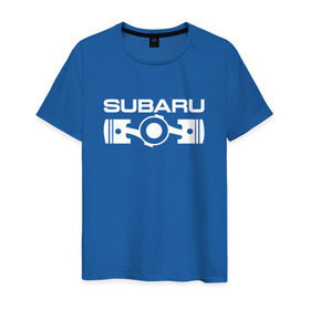 Мужская футболка хлопок с принтом Subaru оппозитный двигатель в городе Новоалтайск, 100% хлопок | прямой крой, круглый вырез горловины, длина до линии бедер, слегка спущенное плечо. | subaru | subaru оппозитный двигатель | оппозитный двигатель