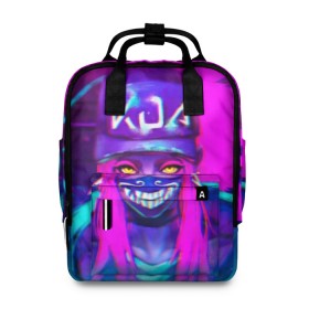 Женский рюкзак 3D с принтом League of legends (Akali Kda) в городе Новоалтайск, 100% полиэстер | лямки с регулируемой длиной, сверху ручки, чтобы рюкзак нести как сумку. Основное отделение закрывается на молнию, как и внешний карман. Внутри два дополнительных кармана, один из которых закрывается на молнию. По бокам два дополнительных кармашка, куда поместится маленькая бутылочка
 | akali | akali kda | game | league | league of legends | league of legends akali kda | legends | riot games | акали | игра | лига легенд