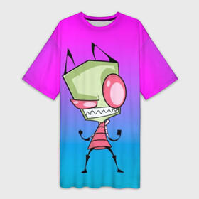Платье-футболка 3D с принтом Захватчик Зим (2) в городе Новоалтайск,  |  | invader | invader zim | zim | захват | захватчик зим | зим | мультфильм | нло | пришелец