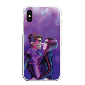 Чехол для iPhone XS Max матовый с принтом Бистбой и Рэйвен в городе Новоалтайск, Силикон | Область печати: задняя сторона чехла, без боковых панелей | beast boy | teen titans | бистбой | любовь | рейвен | рэйвен | юные титаны