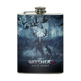 Фляга с принтом The witcher в городе Новоалтайск, металлический корпус | емкость 0,22 л, размер 125 х 94 мм. Виниловая наклейка запечатывается полностью | Тематика изображения на принте: play | the witcher | ведьмак | ведьмак 3 | игра | компьютерная игра