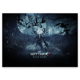 Поздравительная открытка с принтом The witcher в городе Новоалтайск, 100% бумага | плотность бумаги 280 г/м2, матовая, на обратной стороне линовка и место для марки
 | play | the witcher | ведьмак | ведьмак 3 | игра | компьютерная игра