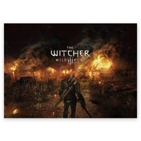 Поздравительная открытка с принтом The witcher в городе Новоалтайск, 100% бумага | плотность бумаги 280 г/м2, матовая, на обратной стороне линовка и место для марки
 | play | the witcher | ведьмак | ведьмак 3 | игра | компьютерная игра
