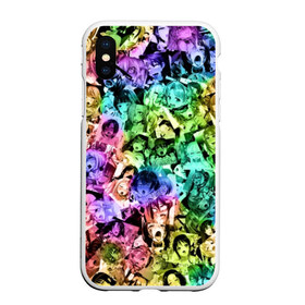 Чехол для iPhone XS Max матовый с принтом Радуга ахегао в городе Новоалтайск, Силикон | Область печати: задняя сторона чехла, без боковых панелей | ahegao | anime | manga | аниме | ахегао | коллаж | манга | паттрен | цвет