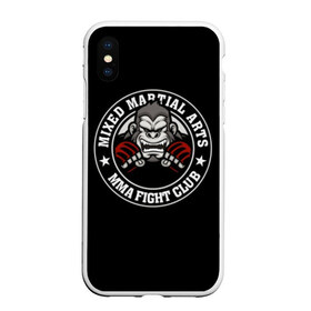Чехол для iPhone XS Max матовый с принтом MMA в городе Новоалтайск, Силикон | Область печати: задняя сторона чехла, без боковых панелей | animal | athlet | club | cool | emblem | extreme | fighter | fighting | gorilla | logo | mma | sign | sport | stars | text | атлет | боец | бойцовский | горилла | единоборства | животное | звезды | знак | клуб | крутой | логотип | надпись | перчатки | при