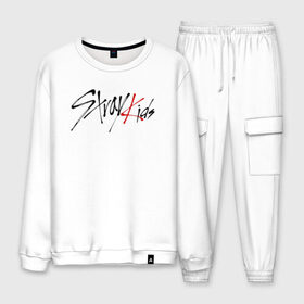 Мужской костюм хлопок с принтом Stray Kids в городе Новоалтайск, 100% хлопок | на свитшоте круглая горловина, мягкая резинка по низу. Брюки заужены к низу, на них два вида карманов: два “обычных” по бокам и два объемных, с клапанами, расположенные ниже линии бедра. Брюки с мягкой трикотажной резинкой на поясе и по низу штанин. В поясе для дополнительного комфорта — широкие завязки | k pop | stray kids | stray kids группа | stray kids участники | stray kids фото