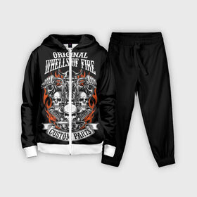 Детский костюм 3D с принтом Whells of fire в городе Новоалтайск,  |  | biker | death | emblem | fire | flame | hel | knife | logo | motorcycle | retro | sign | skeleton | skull | slogan | vintage | байкер | винтаж | девиз | детали | знак | каска | логотип | лозунг | мотоцикл | мотоциклист | надпись | нестандартные | нож | ог
