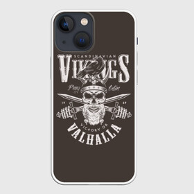 Чехол для iPhone 13 mini с принтом Vikings в городе Новоалтайск,  |  | beard | bird | black | crow | death | emblem | evil | logo | mustache | retro | sign | skull | symbol | vikings | vintage | warriors | weapon | агрессия | борода | викинги | воины | ворона | зло | знак | кос | логотип | мечи | надпись | оружие | птица | р