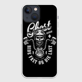 Чехол для iPhone 13 mini с принтом Ghost в городе Новоалтайск,  |  | beard | biker | emblem | font | for | ghost | helmet | inscription | logo | monochrome | motorcycle | mustache | retro | sign | skull | sticker | vintage | байкер | борода | для | знак | логотип | монохр | мотоцикл | надпись | наклейка | очки | 