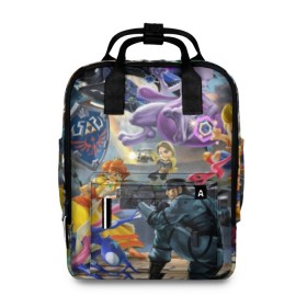 Женский рюкзак 3D с принтом Super Smash Bros ultimate в городе Новоалтайск, 100% полиэстер | лямки с регулируемой длиной, сверху ручки, чтобы рюкзак нести как сумку. Основное отделение закрывается на молнию, как и внешний карман. Внутри два дополнительных кармана, один из которых закрывается на молнию. По бокам два дополнительных кармашка, куда поместится маленькая бутылочка
 | Тематика изображения на принте: game | mario | nintendo | nintendo all star | pikachu | pokemon | super smash bros | ultimate | джиглипафф | донки конг | зельда | игры | линк | марио | нинтендо | пикачу | покемоны | эш