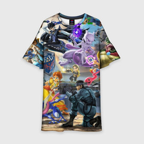 Детское платье 3D с принтом Super Smash Bros ultimate  в городе Новоалтайск, 100% полиэстер | прямой силуэт, чуть расширенный к низу. Круглая горловина, на рукавах — воланы | game | mario | nintendo | nintendo all star | pikachu | pokemon | super smash bros | ultimate | джиглипафф | донки конг | зельда | игры | линк | марио | нинтендо | пикачу | покемоны | эш