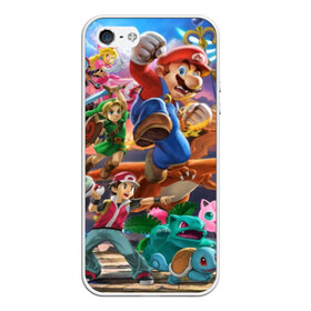 Чехол для iPhone 5/5S матовый с принтом Super Smash Bros ultimate в городе Новоалтайск, Силикон | Область печати: задняя сторона чехла, без боковых панелей | game | mario | nintendo | nintendo all star | pikachu | pokemon | super smash bros | ultimate | джиглипафф | донки конг | зельда | игры | линк | марио | нинтендо | пикачу | покемоны | эш