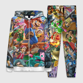 Женский костюм 3D с принтом Super Smash Bros ultimate в городе Новоалтайск,  |  | Тематика изображения на принте: game | mario | nintendo | nintendo all star | pikachu | pokemon | super smash bros | ultimate | джиглипафф | донки конг | зельда | игры | линк | марио | нинтендо | пикачу | покемоны | эш