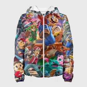 Женская куртка 3D с принтом Super Smash Bros ultimate в городе Новоалтайск, ткань верха — 100% полиэстер, подклад — флис | прямой крой, подол и капюшон оформлены резинкой с фиксаторами, два кармана без застежек по бокам, один большой потайной карман на груди. Карман на груди застегивается на липучку | game | mario | nintendo | nintendo all star | pikachu | pokemon | super smash bros | ultimate | джиглипафф | донки конг | зельда | игры | линк | марио | нинтендо | пикачу | покемоны | эш