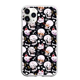 Чехол для iPhone 11 Pro Max матовый с принтом Черепа и Котики в городе Новоалтайск, Силикон |  | Тематика изображения на принте: киса | кости | кот | котейка | котенок | котик | котэ | котя | кошка | паттерн | скелет | эмоции