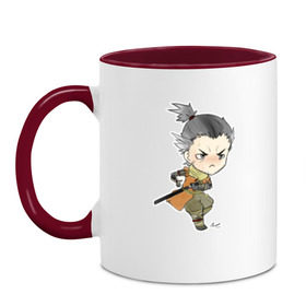 Кружка двухцветная с принтом Sekiro art в городе Новоалтайск, керамика | объем — 330 мл, диаметр — 80 мм. Цветная ручка и кайма сверху, в некоторых цветах — вся внутренняя часть | bloodborne | dark souls | game | sekiro | sekiro: shadows die twice | бладборн | дарк солс | игры | иероглиф | кандзи | секиро | тень умирает дважды | японские