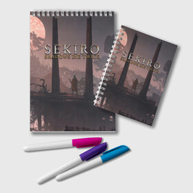 Блокнот с принтом Sekiro Shadows Die Twice в городе Новоалтайск, 100% бумага | 48 листов, плотность листов — 60 г/м2, плотность картонной обложки — 250 г/м2. Листы скреплены удобной пружинной спиралью. Цвет линий — светло-серый
 | bloodborne | dark souls | game | sekiro | sekiro: shadows die twice | бладборн | дарк солс | игры | иероглиф | кандзи | секиро | тень умирает дважды | японские