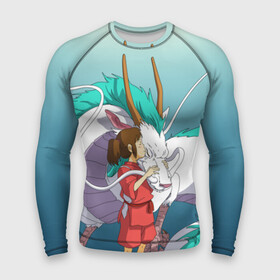 Мужской рашгард 3D с принтом Тихиро целует Хаку в городе Новоалтайск,  |  | anime | spirited away | аниме | дракон | миядзаки | мультфильм | сэн | тихиро | унесённые призраками | хаку