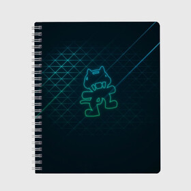 Тетрадь с принтом Monstercat в городе Новоалтайск, 100% бумага | 48 листов, плотность листов — 60 г/м2, плотность картонной обложки — 250 г/м2. Листы скреплены сбоку удобной пружинной спиралью. Уголки страниц и обложки скругленные. Цвет линий — светло-серый
 | Тематика изображения на принте: monstercat | клуб | клубная музыка | кот | котенок | кошка | лейбл | монстар | монстар кет | монстер | музыка | танцевальная музыка | электронная | электронная музыка