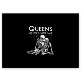 Поздравительная открытка с принтом Queens of the Stone Age в городе Новоалтайск, 100% бумага | плотность бумаги 280 г/м2, матовая, на обратной стороне линовка и место для марки
 | Тематика изображения на принте: josh homme | metal | qotsa | queens of the stone age | rock | группы | метал | музыка | рок
