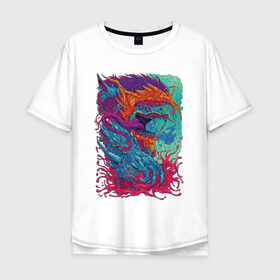 Футболка хлопок Оверсайз с принтом Hyper Beast в городе Новоалтайск, 100% хлопок | свободный крой, круглый ворот, “спинка” длиннее передней части | action | blood | cs go | dragon | shooter | skins | аниме | дракон | игра | когти | контр страйк | краска | красочный | кровь | оружие | скин | скины | страшный | стрельба | турнир | фэнтази | фэнтези | шутер | экшен | язык