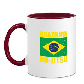 Кружка двухцветная с принтом Brazilian Jiu Jitsu в городе Новоалтайск, керамика | объем — 330 мл, диаметр — 80 мм. Цветная ручка и кайма сверху, в некоторых цветах — вся внутренняя часть | Тематика изображения на принте: box | boxing | bruce lee | champion | dragon | fight | fighter | judo | muay thai | team | tiger | ufc | али | боевые | боец | бой | бокс | боксер | борьба | брюс ли | воин | дзюдо | дракон | единоборства | искусство | карате | контакт | кулак | лев
