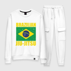 Женский костюм хлопок с принтом Brazilian Jiu Jitsu в городе Новоалтайск, 100% хлопок | на свитшоте круглая горловина, мягкая резинка по низу. Брюки заужены к низу, на них два вида карманов: два 
