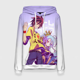 Женская толстовка 3D с принтом No Game No Life в городе Новоалтайск, 100% полиэстер  | двухслойный капюшон со шнурком для регулировки, мягкие манжеты на рукавах и по низу толстовки, спереди карман-кенгуру с мягким внутренним слоем. | no game no life | аниме | без игры жизни нет | манга | нет игры   нет жизни | сора и сиро | широ