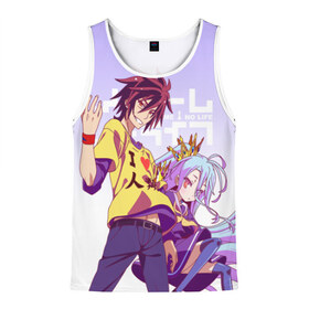 Мужская майка 3D с принтом No Game No Life в городе Новоалтайск, 100% полиэстер | круглая горловина, приталенный силуэт, длина до линии бедра. Пройма и горловина окантованы тонкой бейкой | no game no life | аниме | без игры жизни нет | манга | нет игры   нет жизни | сора и сиро | широ