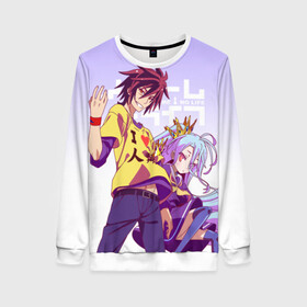Женский свитшот 3D с принтом No Game No Life в городе Новоалтайск, 100% полиэстер с мягким внутренним слоем | круглый вырез горловины, мягкая резинка на манжетах и поясе, свободная посадка по фигуре | no game no life | аниме | без игры жизни нет | манга | нет игры   нет жизни | сора и сиро | широ