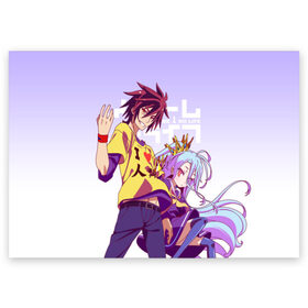 Поздравительная открытка с принтом No Game No Life в городе Новоалтайск, 100% бумага | плотность бумаги 280 г/м2, матовая, на обратной стороне линовка и место для марки
 | no game no life | аниме | без игры жизни нет | манга | нет игры   нет жизни | сора и сиро | широ