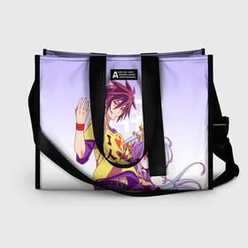 Сумка-шоппер 3D с принтом No Game No Life в городе Новоалтайск, 100% полиэстер | застегивается на металлическую кнопку; внутренний карман застегивается на молнию. Стенки укреплены специальным мягким материалом, чтобы защитить содержимое от несильных ударов
 | no game no life | аниме | без игры жизни нет | манга | нет игры   нет жизни | сора и сиро | широ