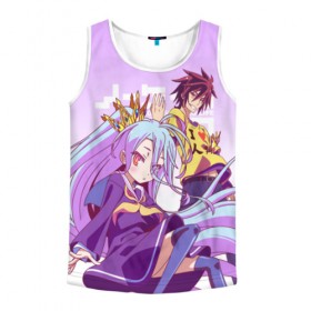 Мужская майка 3D с принтом No Game No Life в городе Новоалтайск, 100% полиэстер | круглая горловина, приталенный силуэт, длина до линии бедра. Пройма и горловина окантованы тонкой бейкой | ngnl | no game no life | аниме | без игры жизни нет | изуна | манга | нет игры   нет жизни | сора и сиро | широ
