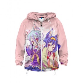 Детская ветровка 3D с принтом No Game No Life в городе Новоалтайск, 100% полиэстер | подол и капюшон оформлены резинкой с фиксаторами, по бокам два кармана без застежек, один потайной карман на груди | ngnl | no game no life | аниме | без игры жизни нет | изуна | манга | нет игры   нет жизни | сора и сиро | широ
