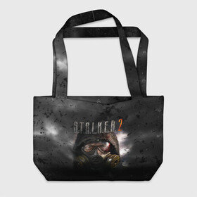Пляжная сумка 3D с принтом STALKER 2 в городе Новоалтайск, 100% полиэстер | застегивается на металлическую кнопку; внутренний карман застегивается на молнию. Стенки укреплены специальным мягким материалом, чтобы защитить содержимое от несильных ударов
 | exodus | game | games | metro | s.t.a.l.k.e.r. | shooter | stalker | stalker 2 | stalker2 | игра | игры | исход | метро | небо | противогаз | с.т.а.л.к.е.р. | сталкер | сталкер 2 | сталкер2 | черное | шутер
