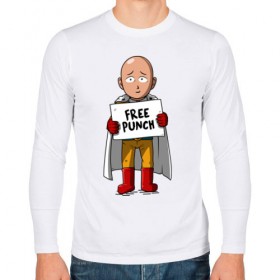 Мужской лонгслив хлопок с принтом One Punch Man в городе Новоалтайск, 100% хлопок |  | one punch man | onepunchman | oppai | аниме | ван панч мен | ванпанчмен | манга | сайтама | супергерои | человек один удар