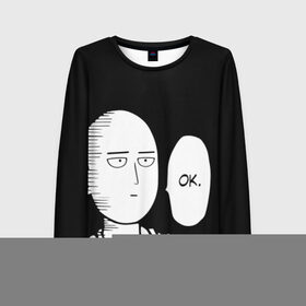 Женский лонгслив 3D с принтом One Punch Man в городе Новоалтайск, 100% полиэстер | длинные рукава, круглый вырез горловины, полуприлегающий силуэт | one punch man | onepunchman | oppai | аниме | ван панч мен | ванпанчмен | манга | сайтама | супергерои | человек один удар