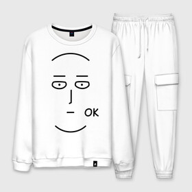 Мужской костюм хлопок с принтом One Punch Man в городе Новоалтайск, 100% хлопок | на свитшоте круглая горловина, мягкая резинка по низу. Брюки заужены к низу, на них два вида карманов: два “обычных” по бокам и два объемных, с клапанами, расположенные ниже линии бедра. Брюки с мягкой трикотажной резинкой на поясе и по низу штанин. В поясе для дополнительного комфорта — широкие завязки | one punch man | onepunchman | oppai | аниме | ван панч мен | ванпанчмен | манга | сайтама | супергерои | человек один удар