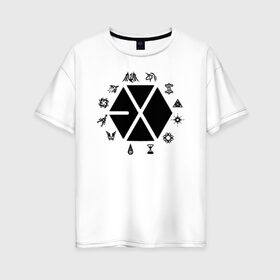 Женская футболка хлопок Oversize с принтом EXO в городе Новоалтайск, 100% хлопок | свободный крой, круглый ворот, спущенный рукав, длина до линии бедер
 | boys band | exo | j pop | k pop | korea | music | nct | pop | pop idols | айдолы | бойс бенд | бтс | ексо | ехо | идолы | к поп | корейская музыка | корея | нст | поп | попса