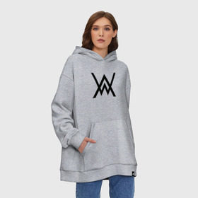 Худи SuperOversize хлопок с принтом Alan Walker в городе Новоалтайск, 70% хлопок, 30% полиэстер, мягкий начес внутри | карман-кенгуру, эластичная резинка на манжетах и по нижней кромке, двухслойный капюшон
 | alan walker | алан валкер | алан волкер | алан уокер | диджей | музыка | музыкант