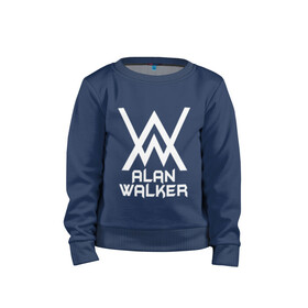 Детский свитшот хлопок с принтом Alan Walker в городе Новоалтайск, 100% хлопок | круглый вырез горловины, эластичные манжеты, пояс и воротник | alan walker | алан валкер | алан волкер | алан уокер | диджей | музыка | музыкант | песни