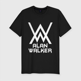 Мужская футболка хлопок Slim с принтом Alan Walker в городе Новоалтайск, 92% хлопок, 8% лайкра | приталенный силуэт, круглый вырез ворота, длина до линии бедра, короткий рукав | alan walker | алан валкер | алан волкер | алан уокер | диджей | музыка | музыкант | песни